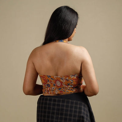 Brown - Kalamkari Printed Cotton Stitched Blouse