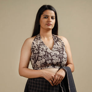 Brown - Kalamkari Printed Cotton Stitched Blouse
