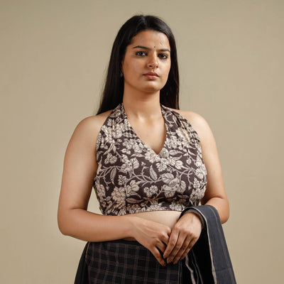 Brown - Kalamkari Printed Cotton Stitched Blouse