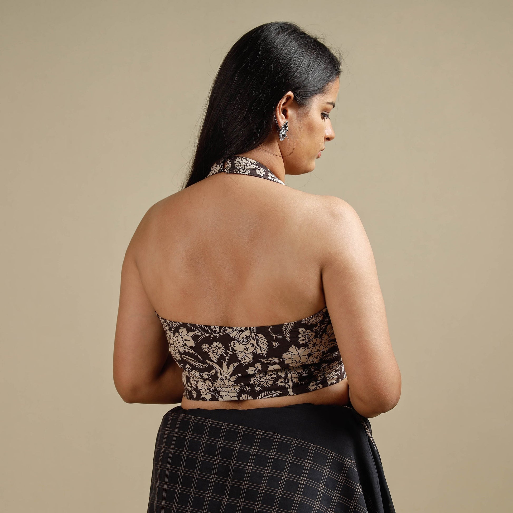 Brown - Kalamkari Printed Cotton Stitched Blouse