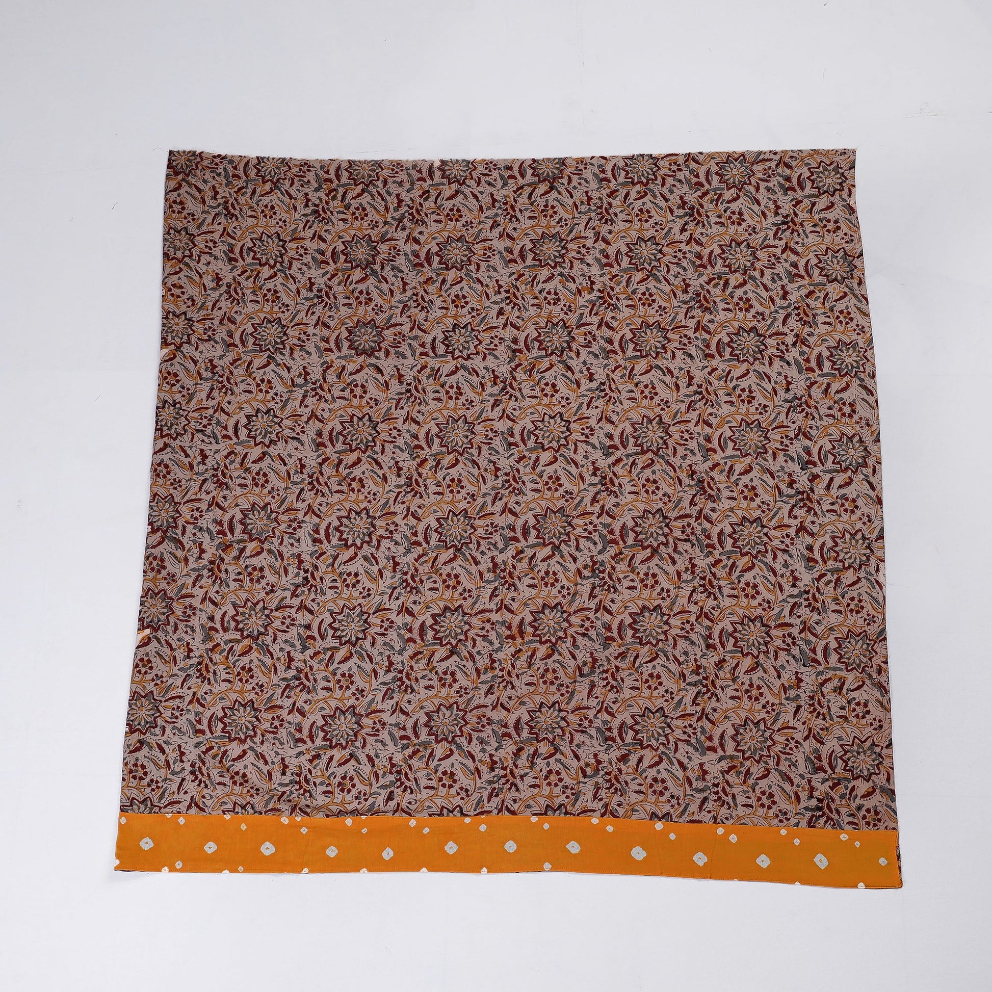 Brown - Rangoli Kalamkari Block Printed Cotton Blouse Piece