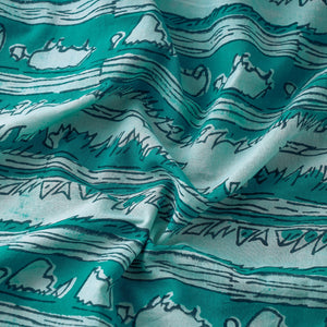 Blue - Hand Block Printed Cotton Akola Fabric
