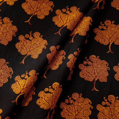 Black - Bagh Block Printing Natural Dyed Cotton Fabric