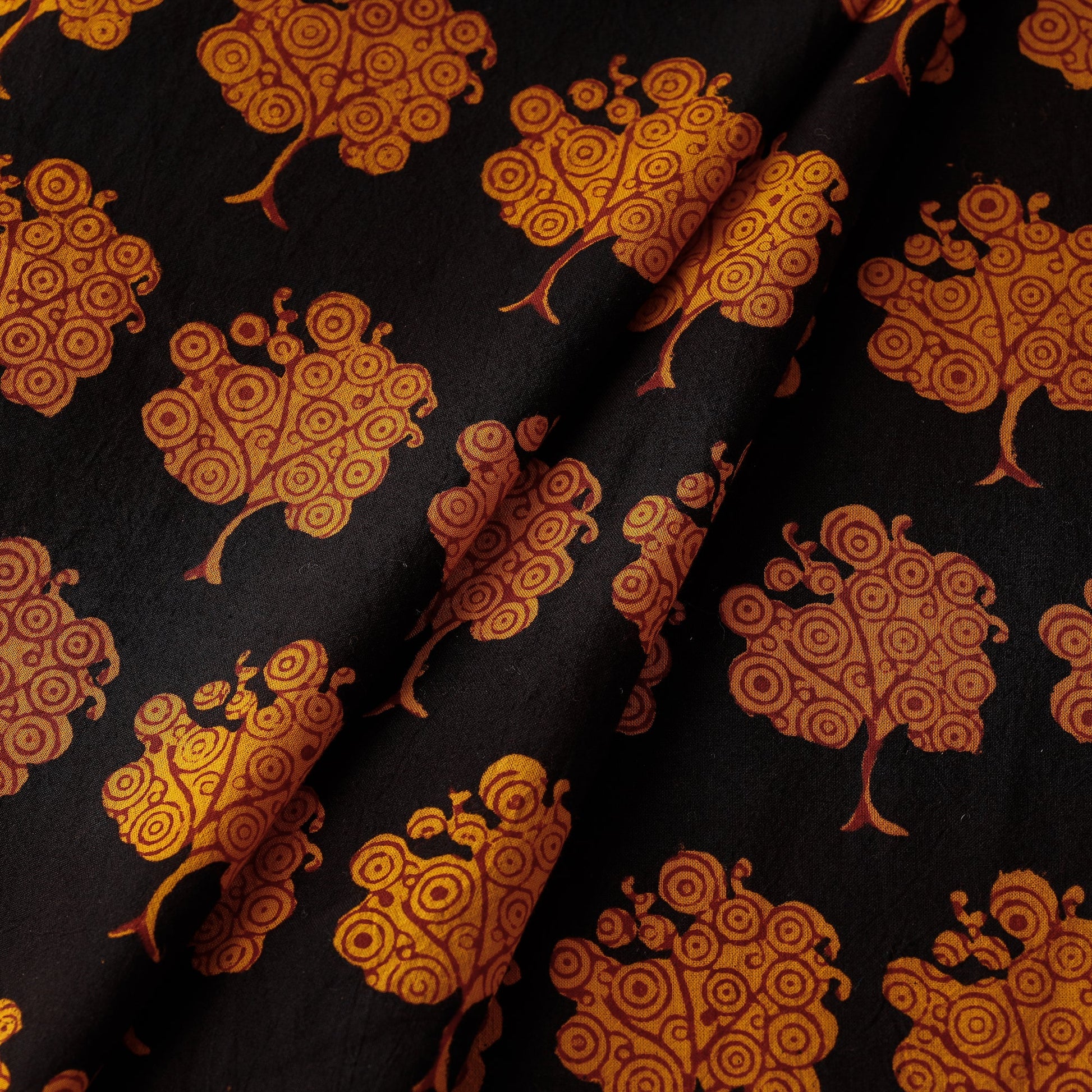Black - Bagh Block Printing Natural Dyed Cotton Fabric