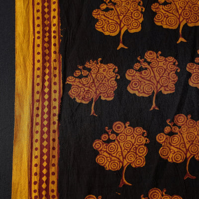 Black - Bagh Block Printing Natural Dyed Cotton Fabric