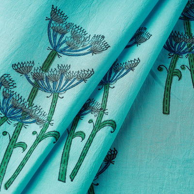 Blue - Block Print Cotton Sanganeri Fabric 02