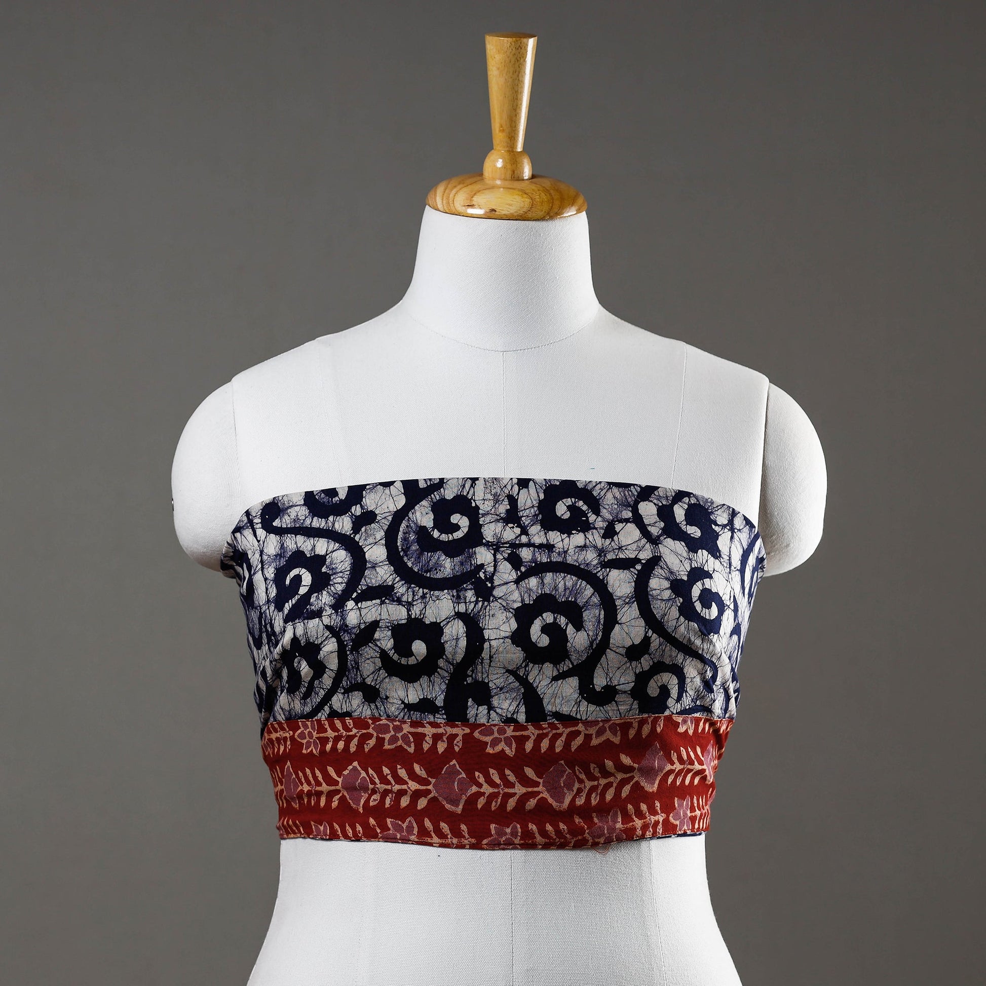 Blue - Hand Batik Printed Cotton Blouse Piece