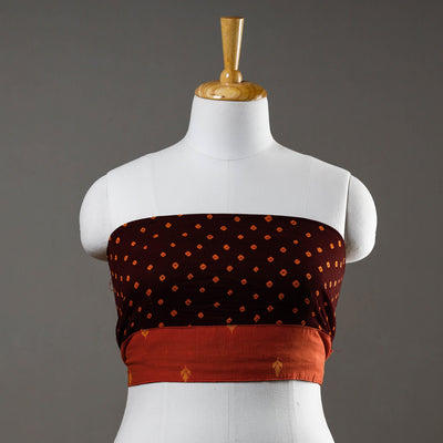 Brown - Bandhani Tie-Dye Cotton Blouse Piece