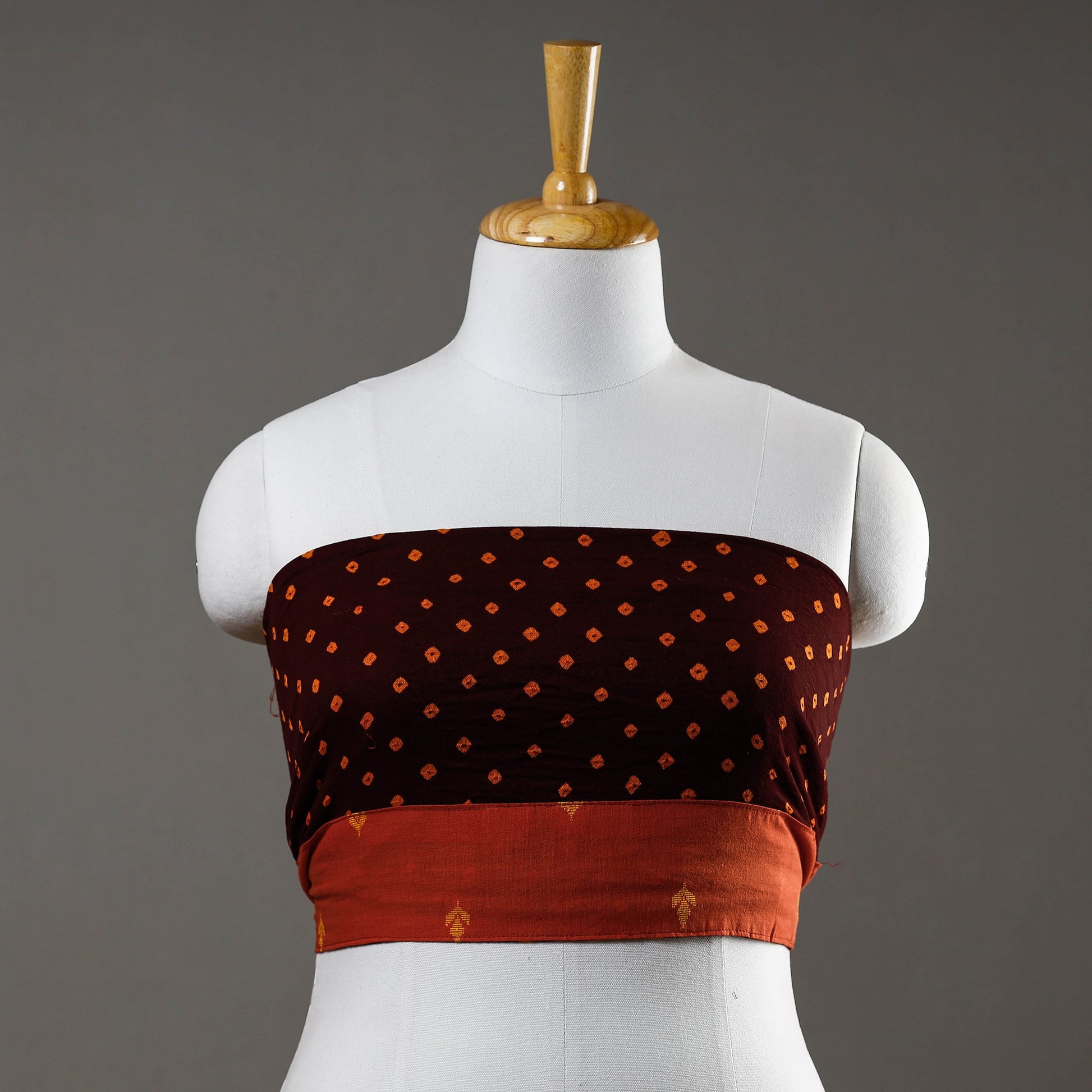 Brown - Bandhani Tie-Dye Cotton Blouse Piece