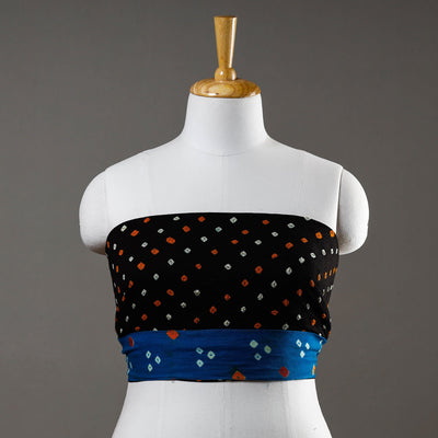 Black - Bandhani Tie-Dye Cotton Blouse Piece
