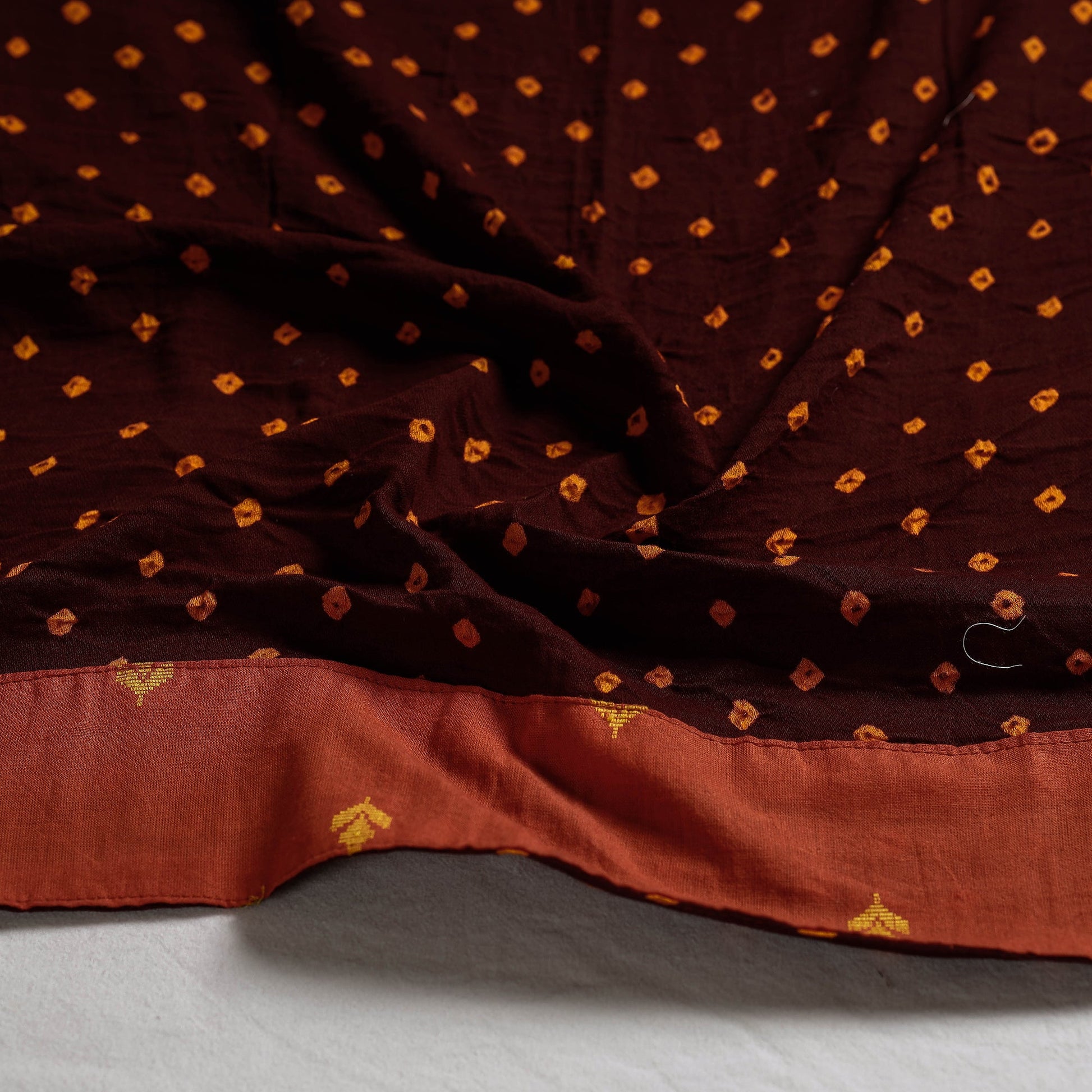 Brown - Bandhani Tie-Dye Cotton Blouse Piece