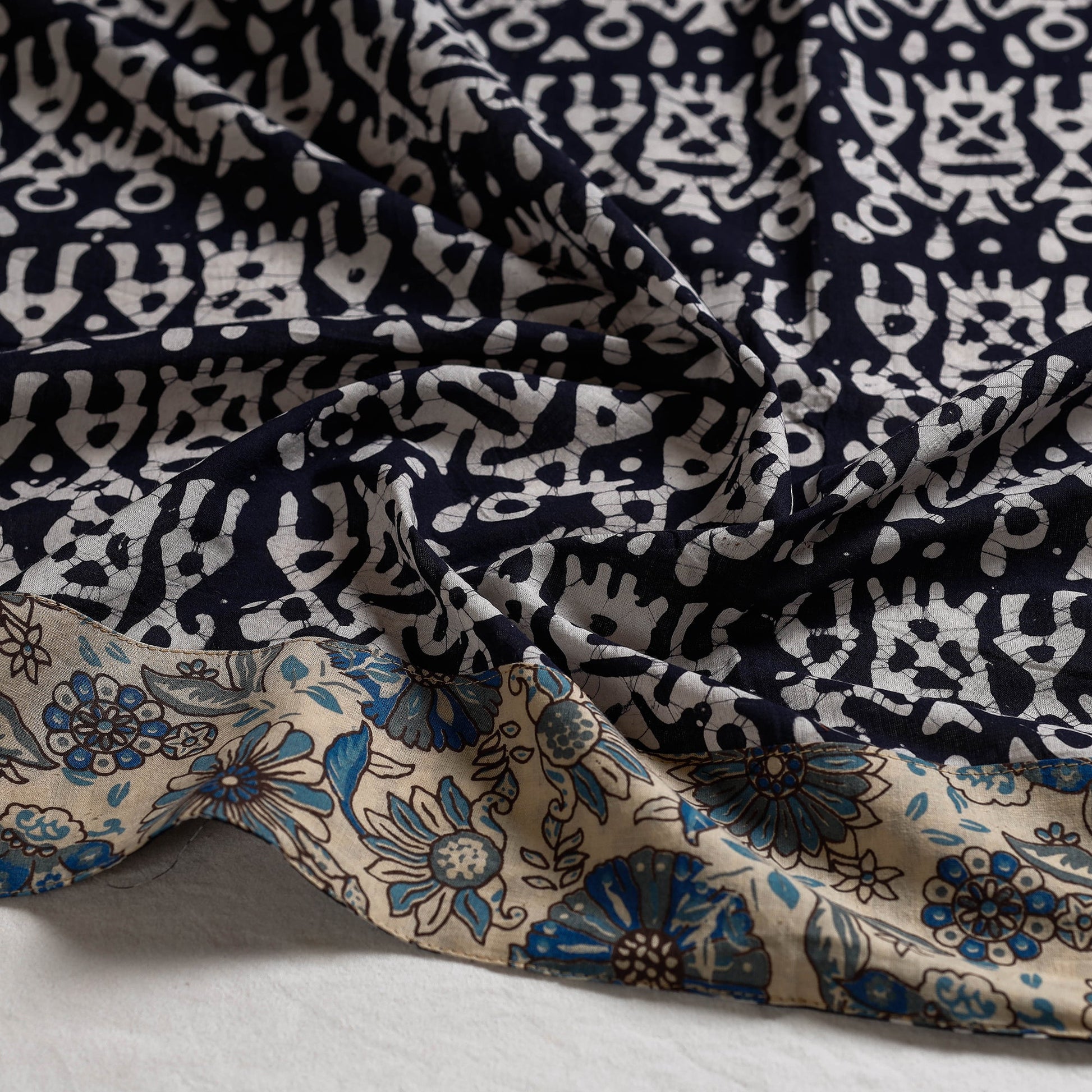 Black - Hand Batik Printed Cotton Blouse Piece