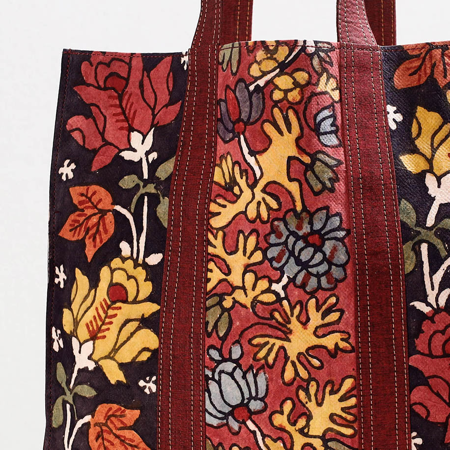 Black - Handpainted Kalamkari Natural Dyed Cotton Shoulder Bag