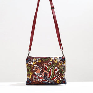 Brown - Handpainted Kalamkari Natural Dyed Ghicha Silk Sling Bag