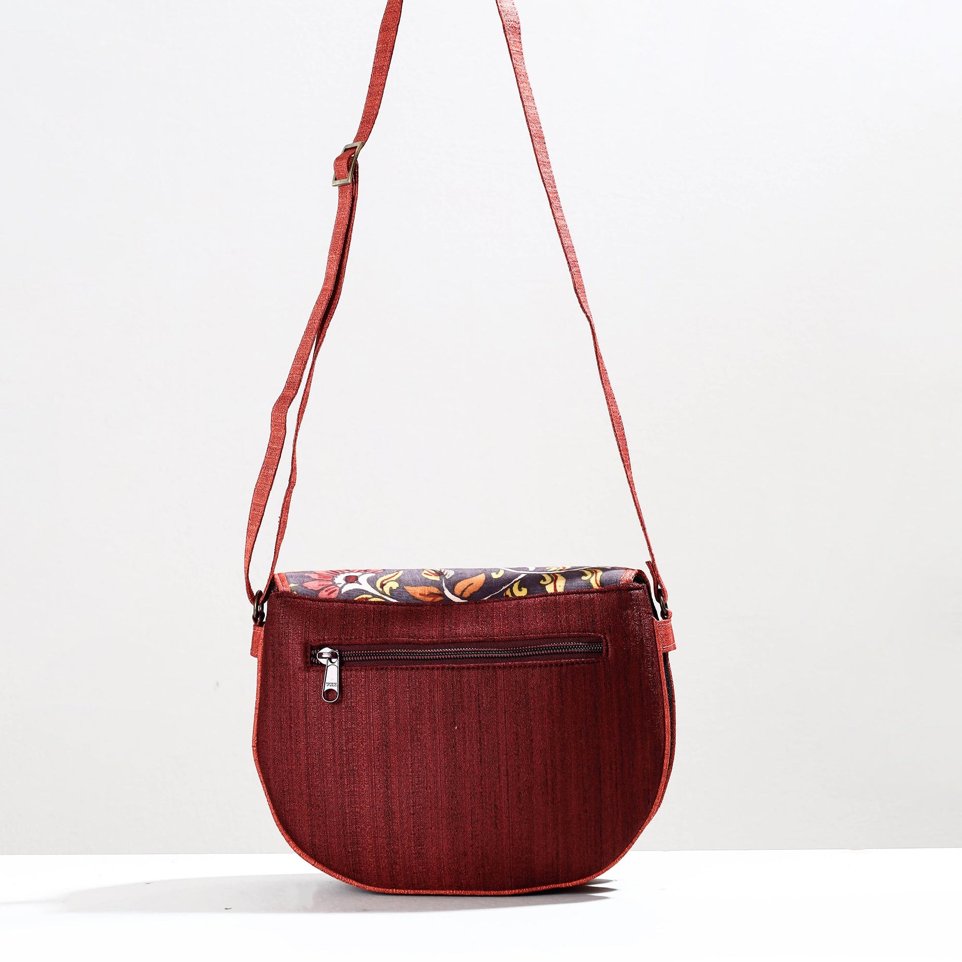 Brown - Handpainted Kalamkari Natural Dyed Ghicha Silk Sling Bag