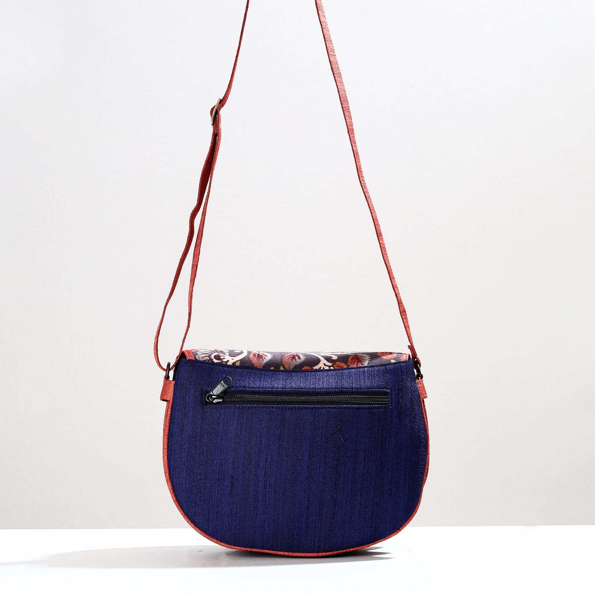 Black - Handpainted Kalamkari Natural Dyed Ghicha Silk Sling Bag