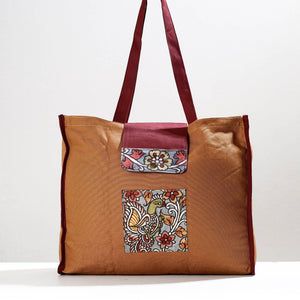 Brown - Handpainted Kalamkari Natural Dyed Cotton Shoulder Bag