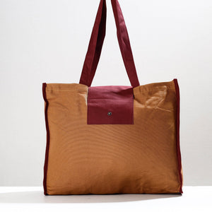 Brown - Handpainted Kalamkari Natural Dyed Cotton Shoulder Bag