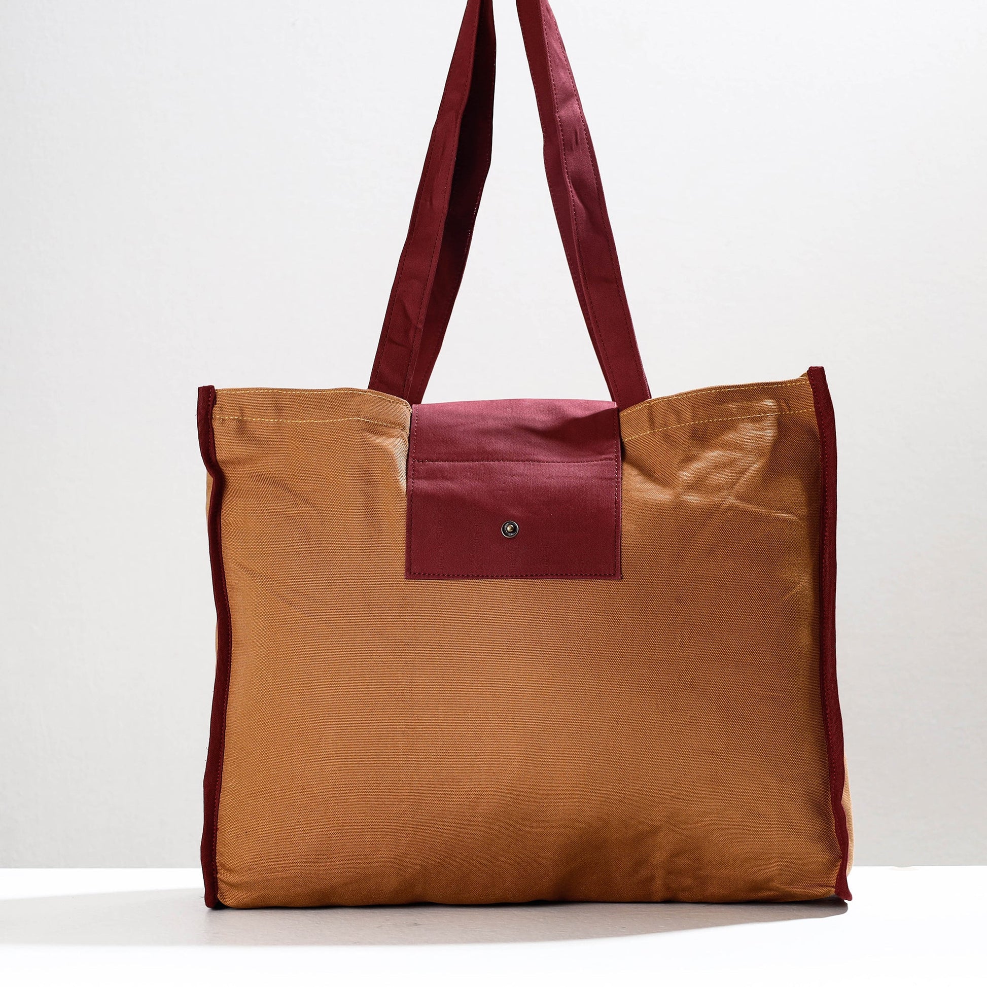 Brown - Handpainted Kalamkari Natural Dyed Cotton Shoulder Bag