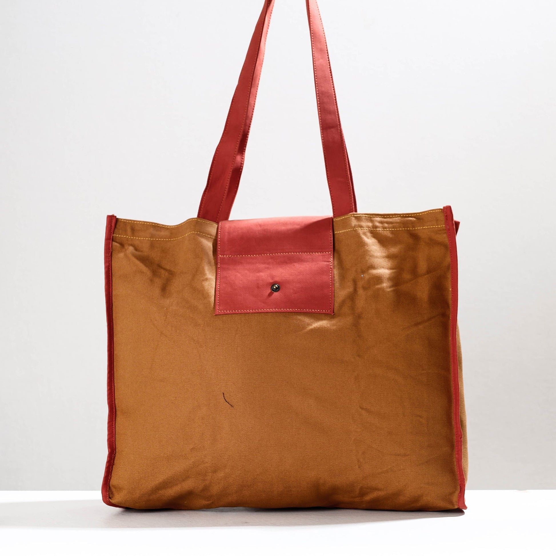 Brown - Handpainted Kalamkari Natural Dyed Cotton Shoulder Bag