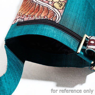 Brown - Handpainted Kalamkari Natural Dyed Ghicha Silk Sling Bag