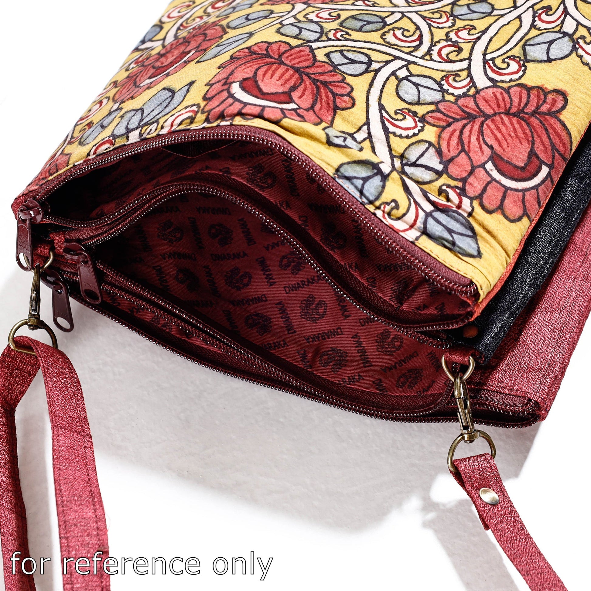 Brown - Handpainted Kalamkari Natural Dyed Ghicha Silk Sling Bag