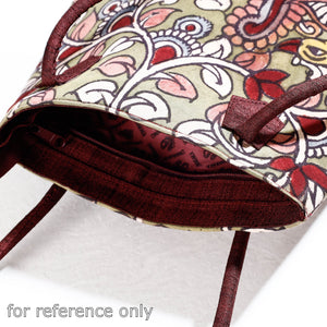 Black - Handpainted Kalamkari Natural Dyed Cotton Shoulder Bag