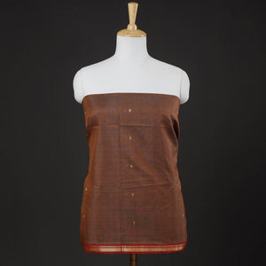 Brown - 3pc Handloom Chanderi Silk Zari Buti Suit Material Set