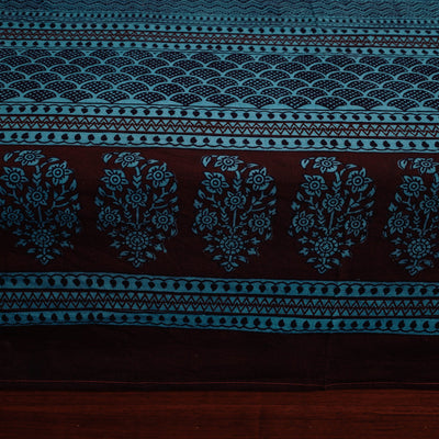 Blue - Bagh Block Printed Cotton Double Bed Cover with Pillow Covers (113 x 93 in)