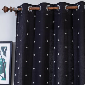 Black - Jacquard Weave Cotton Door Curtain (7 x 3 Feet) (single piece)