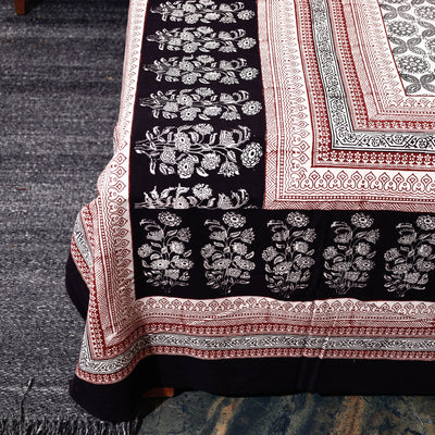 Beige - Bagh Block Printed Cotton Double Bed Cover with Pillow Covers (113 x 93 in)