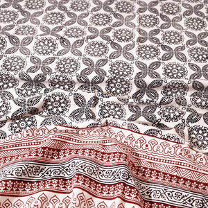 Beige - Bagh Block Printed Cotton Double Bed Cover with Pillow Covers (113 x 93 in)