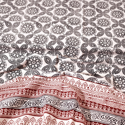 Beige - Bagh Block Printed Cotton Double Bed Cover with Pillow Covers (113 x 93 in)