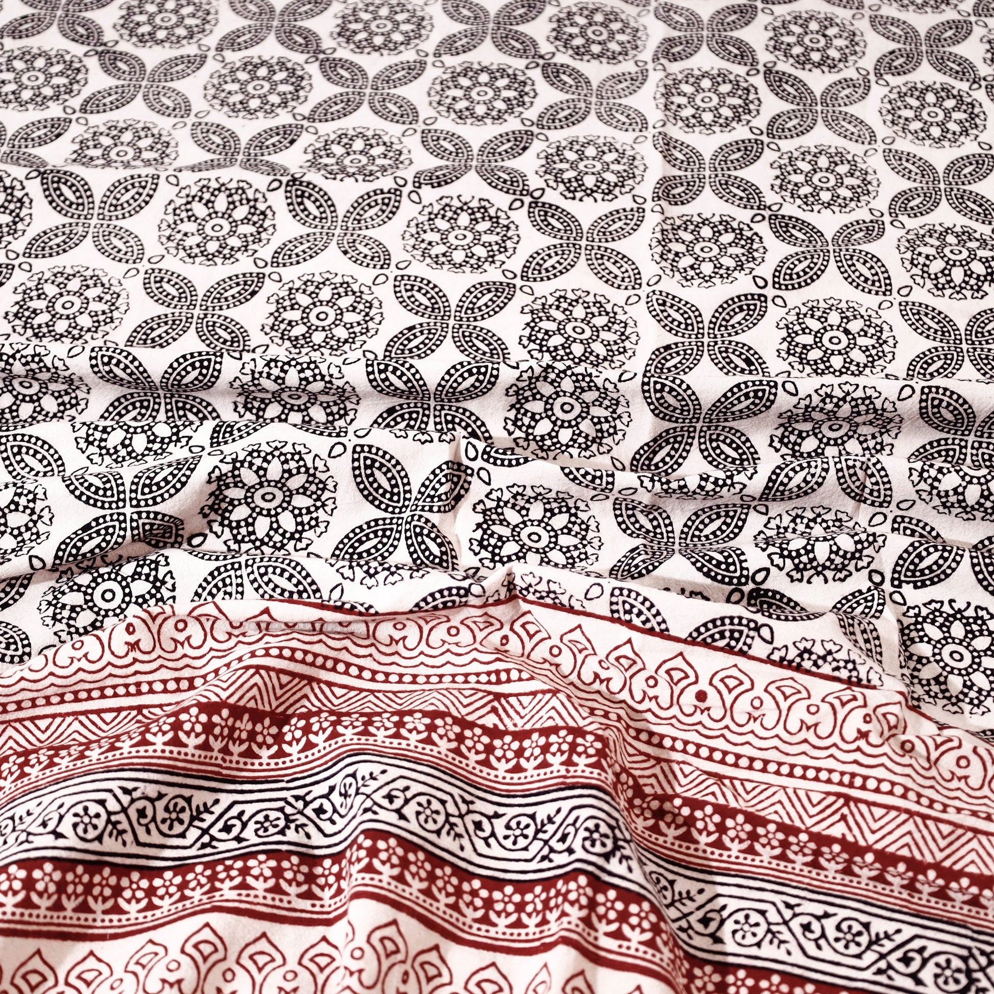 Beige - Bagh Block Printed Cotton Double Bed Cover with Pillow Covers (113 x 93 in)