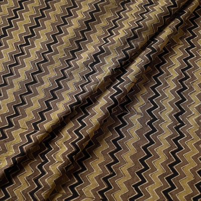 Ash Brown Ajrakh Hand Block Printed Cotton Fabric