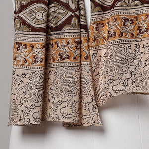 Brown - Kalamkari Block Printed Handloom Fine Cotton Stole