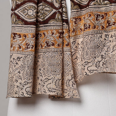 Brown - Kalamkari Block Printed Handloom Fine Cotton Stole