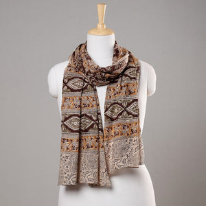 Brown - Kalamkari Block Printed Handloom Fine Cotton Stole