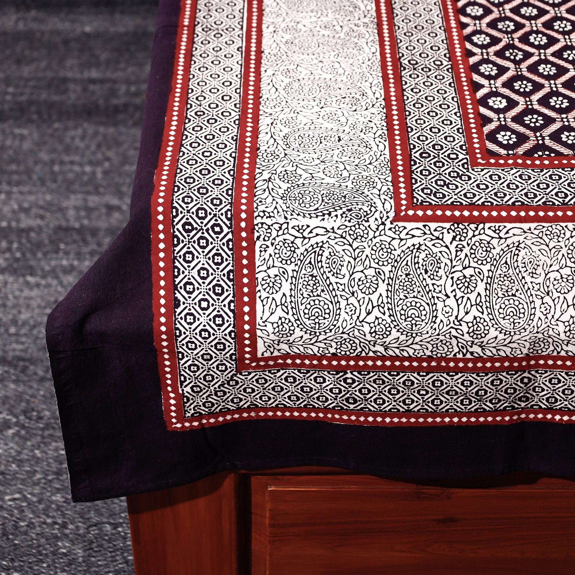 Black - Bagh Block Printed Cotton Single Bed Cover with Pillow Covers (94 x 64 in)