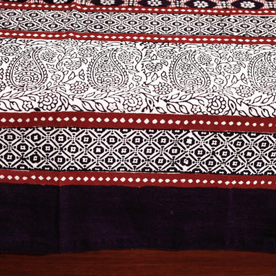 Black - Bagh Block Printed Cotton Single Bed Cover with Pillow Covers (94 x 64 in)