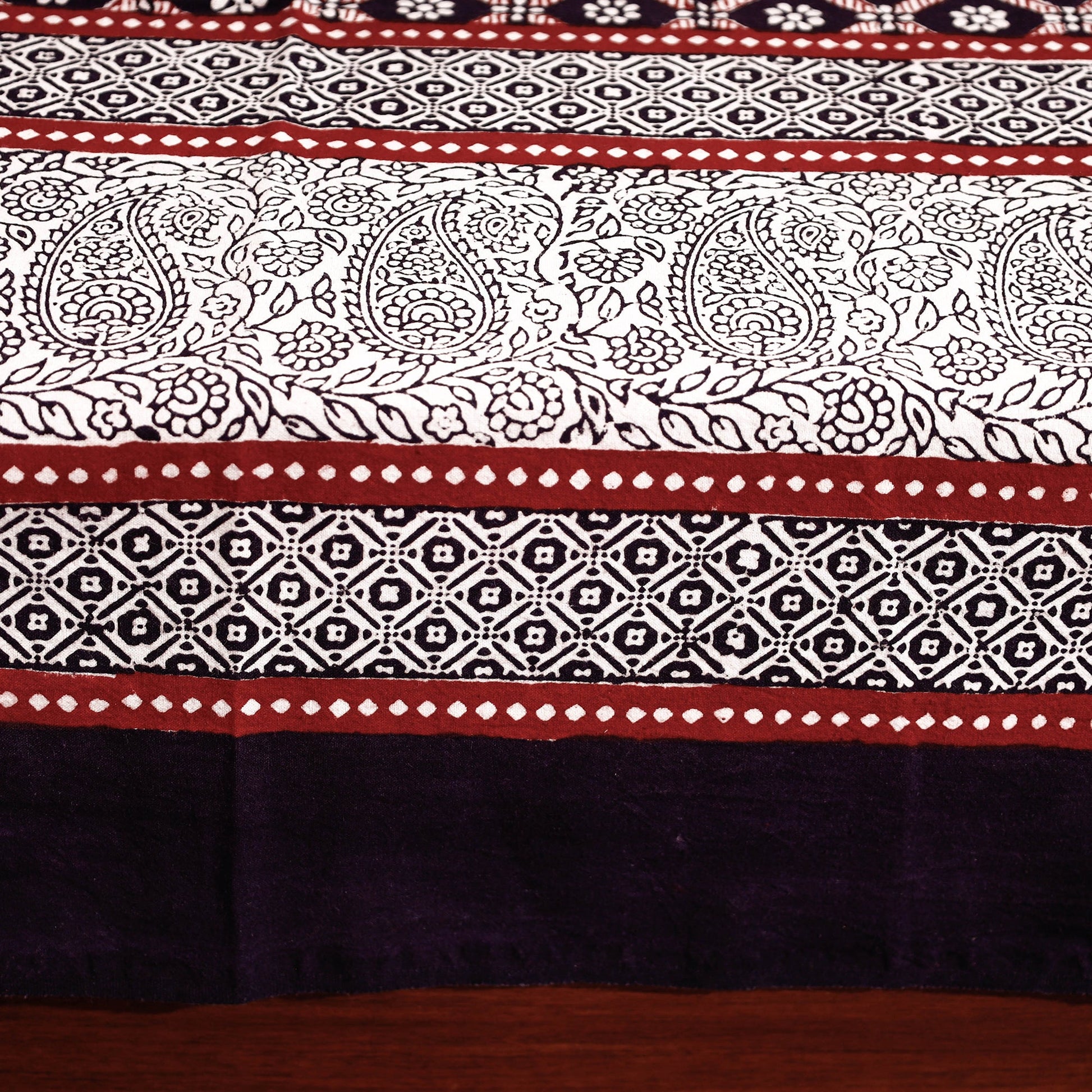 Black - Bagh Block Printed Cotton Single Bed Cover with Pillow Covers (94 x 64 in)