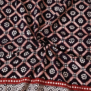 Black - Bagh Block Printed Cotton Single Bed Cover with Pillow Covers (94 x 64 in)