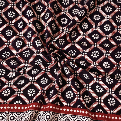 Black - Bagh Block Printed Cotton Single Bed Cover with Pillow Covers (94 x 64 in)