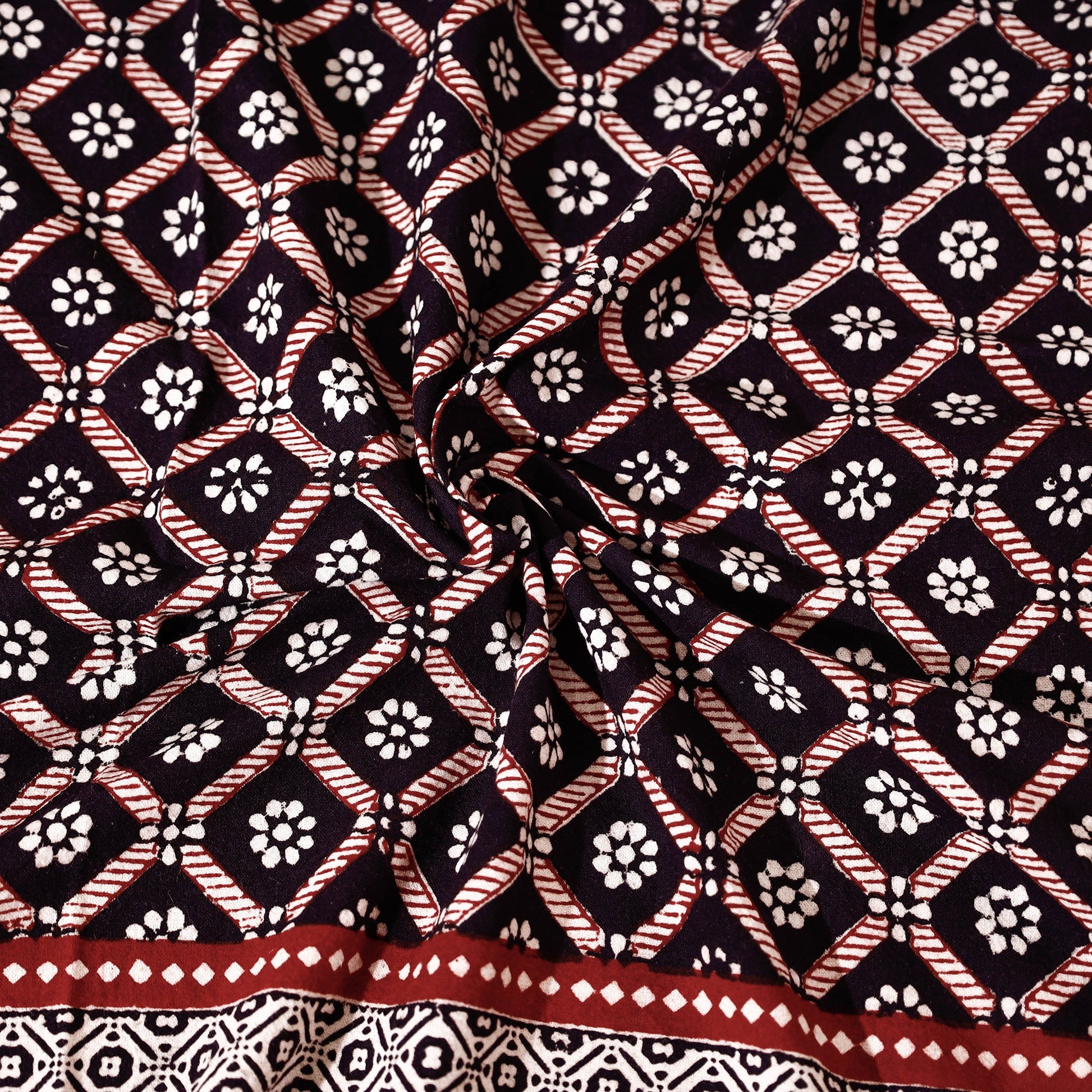 Black - Bagh Block Printed Cotton Single Bed Cover with Pillow Covers (94 x 64 in)