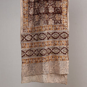 Brown - Kalamkari Block Printed Handloom Fine Cotton Stole