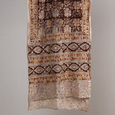 Brown - Kalamkari Block Printed Handloom Fine Cotton Stole
