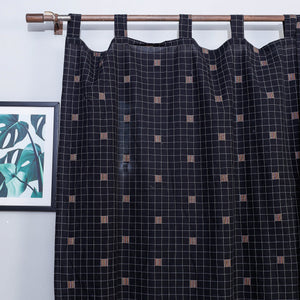 Black - Jacquard Weave Cotton Window Curtain (5 x 3.5 Feet) (single piece)