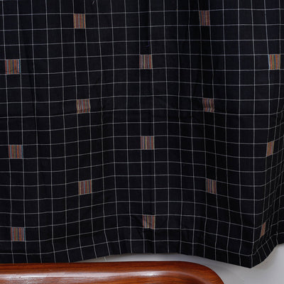 Black - Jacquard Weave Cotton Window Curtain (5 x 3.5 Feet) (single piece)
