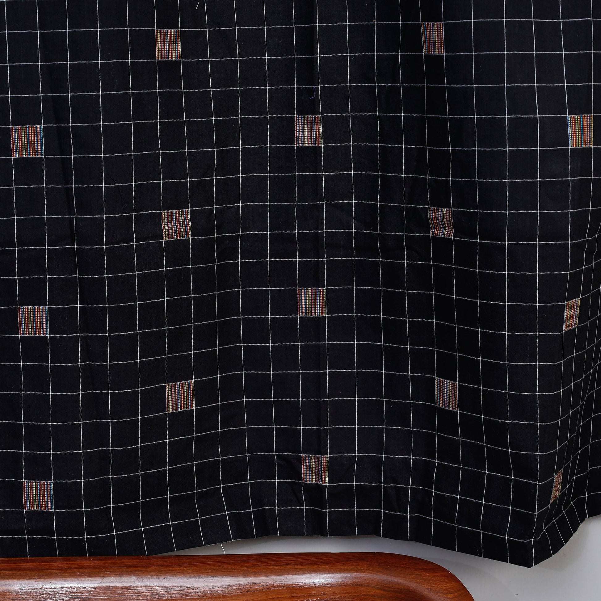 Black - Jacquard Weave Cotton Window Curtain (5 x 3.5 Feet) (single piece)