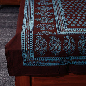 Blue - Bagh Block Printed Cotton Single Bed Cover with Pillow Covers (94 x 64 in)